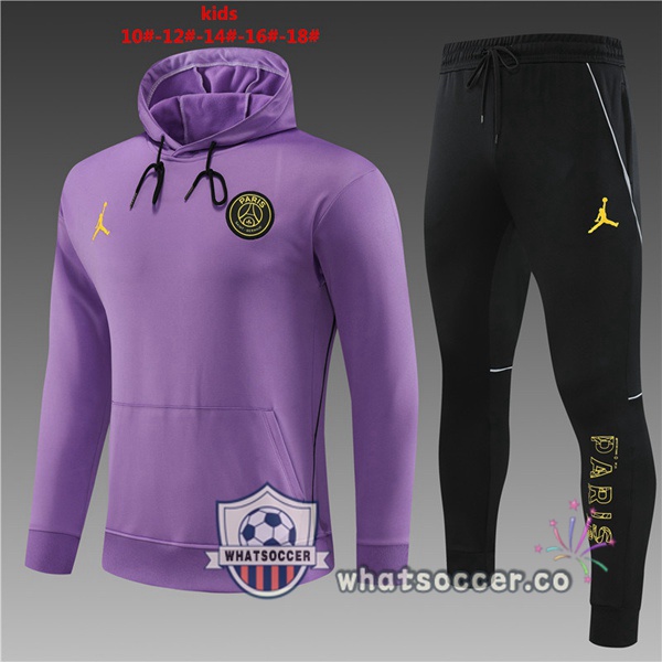 JORDAN Paris PSG Kids Purple Hooded Jacket 2023-2024