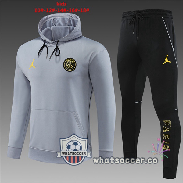 JORDAN Paris PSG Kids Gray Hooded Jacket 2023-2024