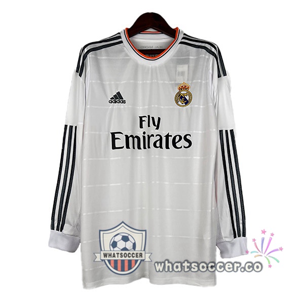 Real Madrid Retro Home Soccer Jerseys Long Sleeve White 2013-2014