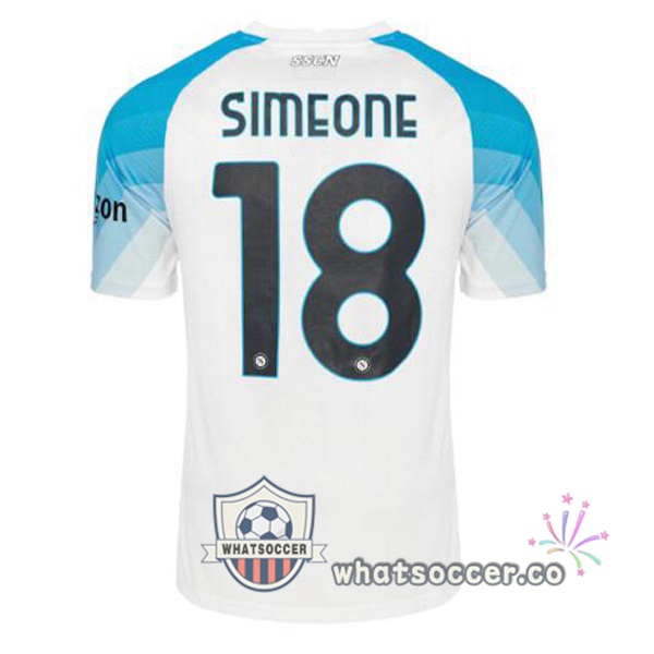 SSC Napoli (Simeone 18) Face Game Soccer Jerseys Blue White 2022-2023