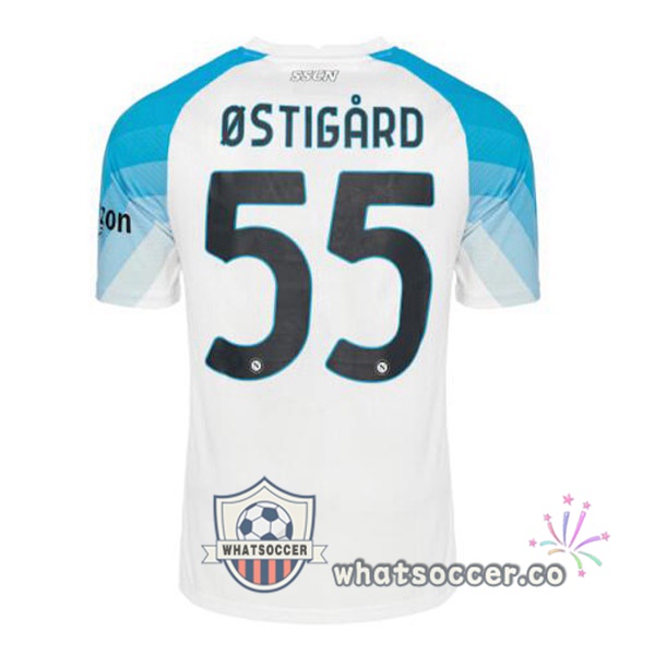 SSC Napoli (Ostigard 55) Face Game Soccer Jerseys Blue White 2022-2023