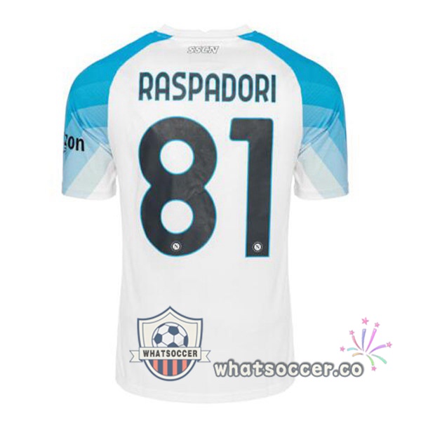 SSC Napoli (Raspadori 81) Face Game Soccer Jerseys Blue White 2022-2023