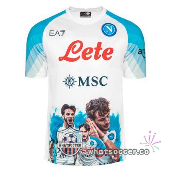 SSC Napoli (Kvaratskhelia 77) Face Game Soccer Jerseys Blue White 2022-2023