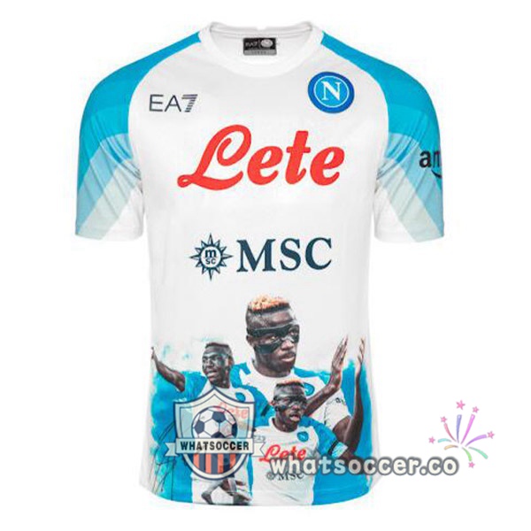 SSC Napoli (Osimhen 9) Face Game Soccer Jerseys Blue White 2022-2023