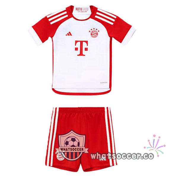 Bayern Munich Kids Home Soccer Jerseys White Red 2023-2024