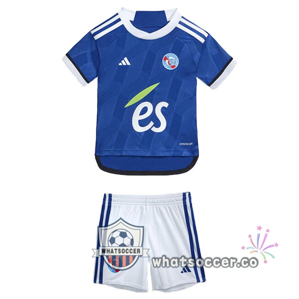 RC Strasbourg Alsace Kids Home Soccer Jerseys Blue 2023-2024