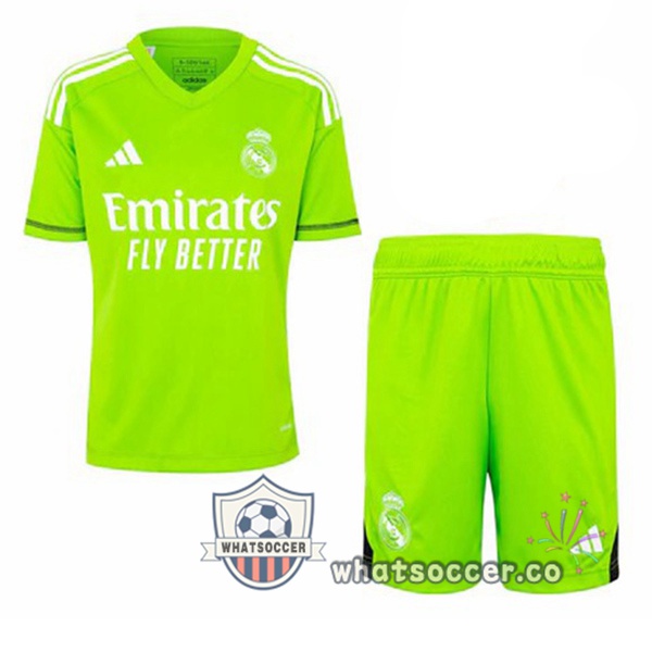 Real Madrid Kids Goalkeeper Soccer Jerseys Green 2023-2024