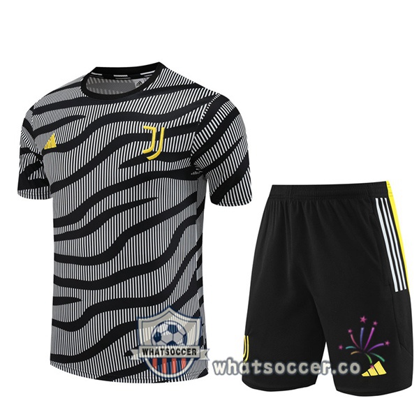 Juventus Training T-Shirts + Shorts Black White 2023-2024