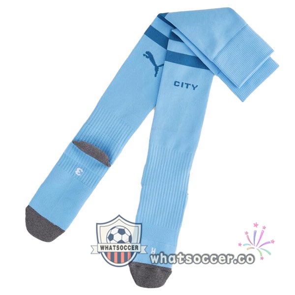 Manchester City Home Soccer Socks Blue 2023-2024