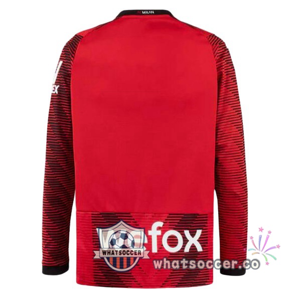 AC Milan Home Soccer Jerseys Long Sleeve Red 2023-2024