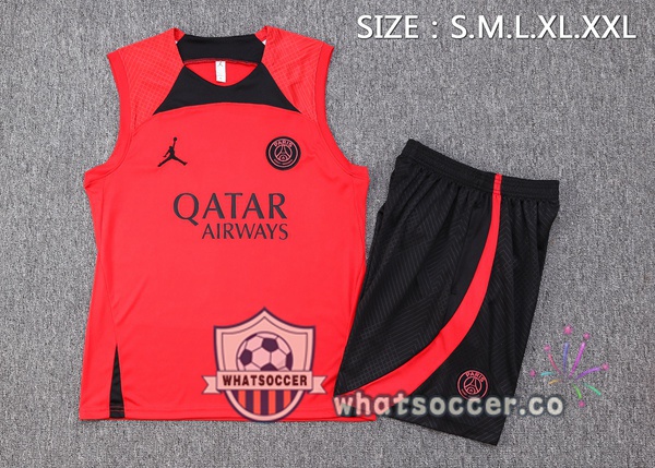 Paris PSG + Shorts Red Soccer Vest 2023-2024