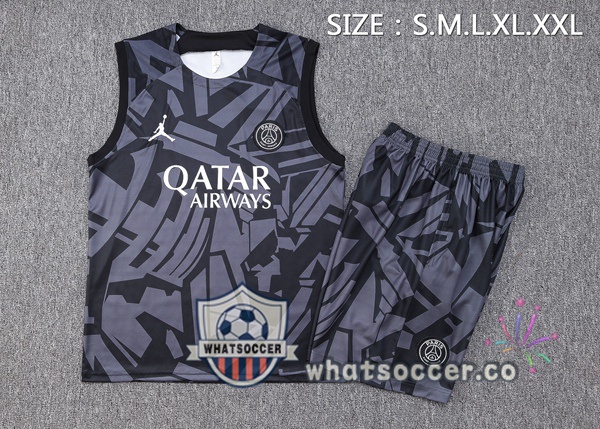 Paris PSG + Shorts Black Soccer Vest 2023-2024
