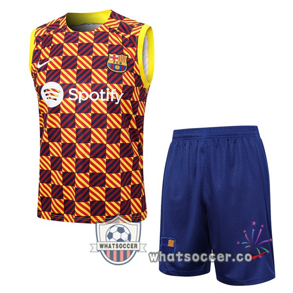 FC Barcelona + Shorts Yellow Soccer Vest 2023-2024