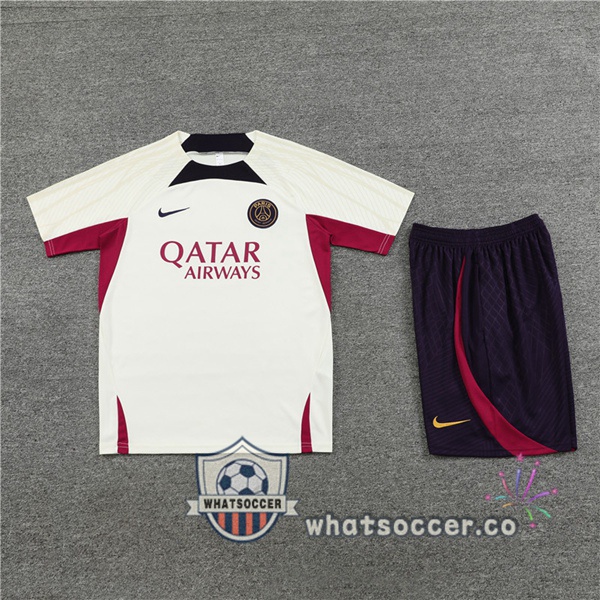 Paris PSG Training T-Shirts + Shorts White 2023-2024