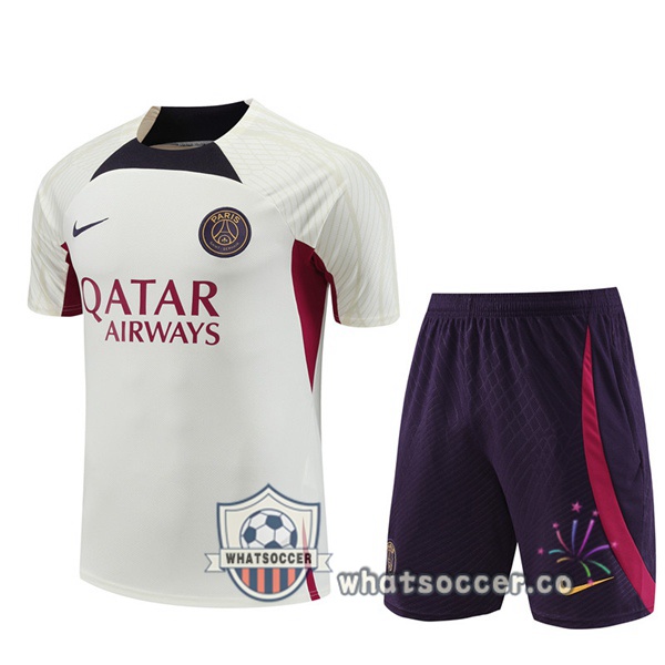 Paris PSG Training T-Shirts + Shorts White 2023-2024