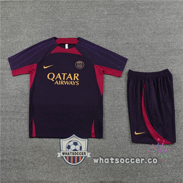 Paris PSG Training T-Shirts + Shorts Purple 2023-2024