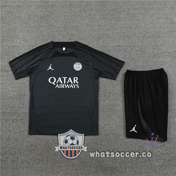 JORDAN Paris PSG Training T-Shirts + Shorts Black 2023-2024