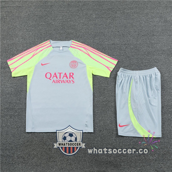 Paris PSG Training T-Shirts + Shorts Gray 2023-2024