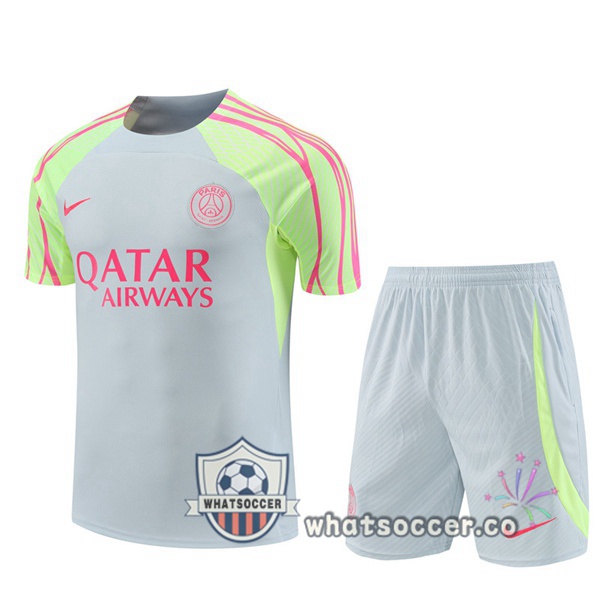 Paris PSG Training T-Shirts + Shorts Gray 2023-2024