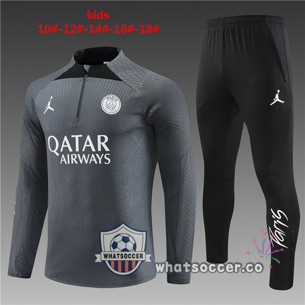 JORDAN Paris PSG Kids Gray Tracksuit 2023-2024