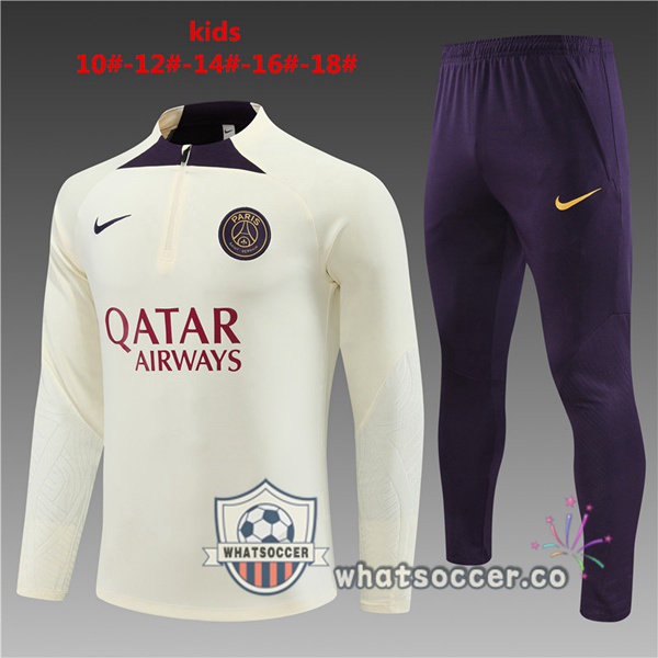 Paris PSG Kids White Tracksuit 2023-2024