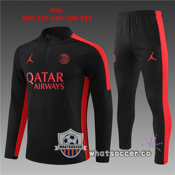 JORDAN Paris PSG Kids Black Tracksuit 2023-2024