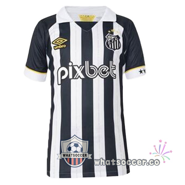Santos FC Away Soccer Jerseys Black White 2023-2024