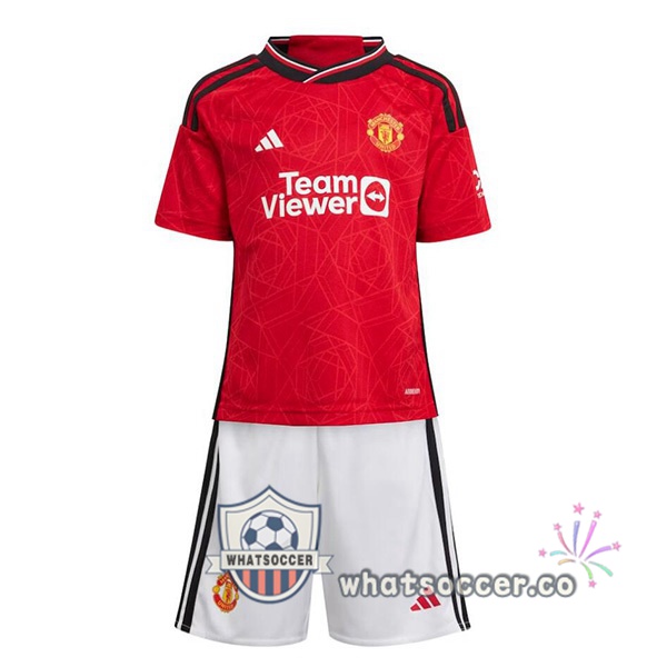 Manchester United Kids Home Soccer Jerseys Red 2023-2024