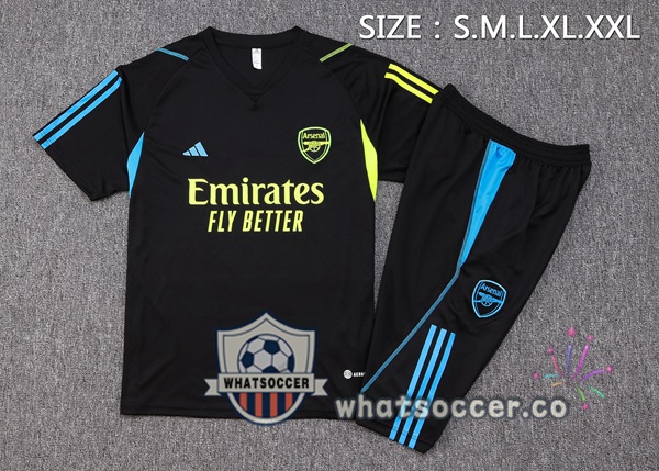 Arsenal Training T-Shirts + Shorts Black 2023-2024