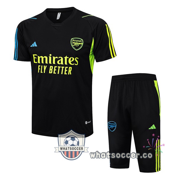 Arsenal Training T-Shirts + Shorts Black 2023-2024
