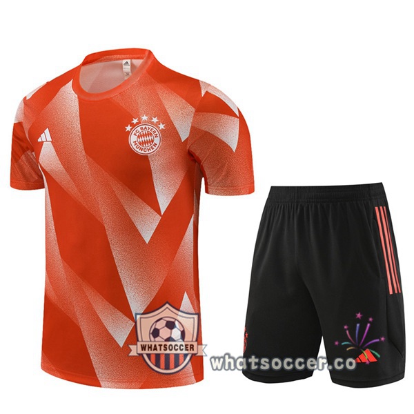 Bayern Munich Training T-Shirts + Shorts Orange 2023-2024