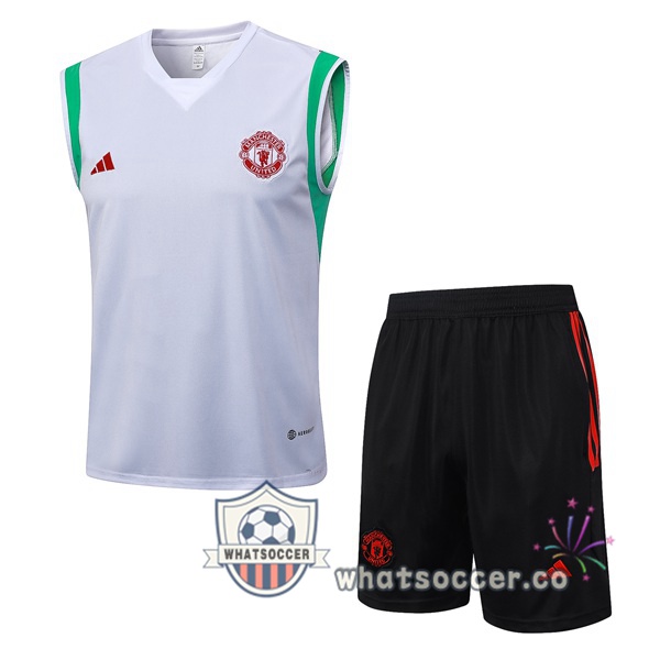 Manchester United Soccer Vest + Shorts White 2023-2024
