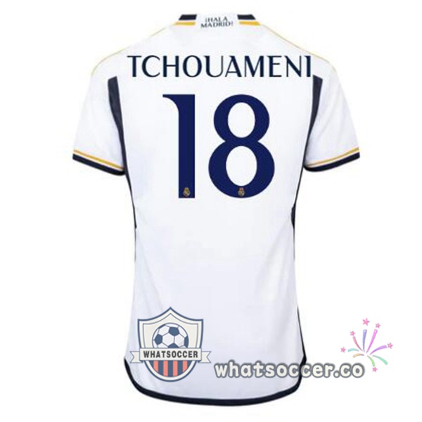 Real Madrid (Tchouameni 18) Home Soccer Jerseys White 2023-2024
