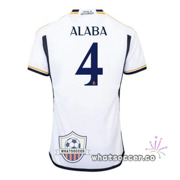 Real Madrid (Alaba 4) Home Soccer Jerseys White 2023-2024