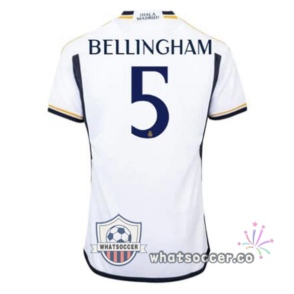 Real Madrid (Bellingham 5) Home Soccer Jerseys White 2023-2024