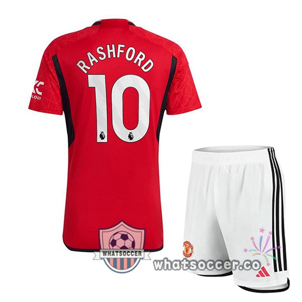 Manchester United (Rashford 10) Kids Home Soccer Jerseys Red 2023-2024