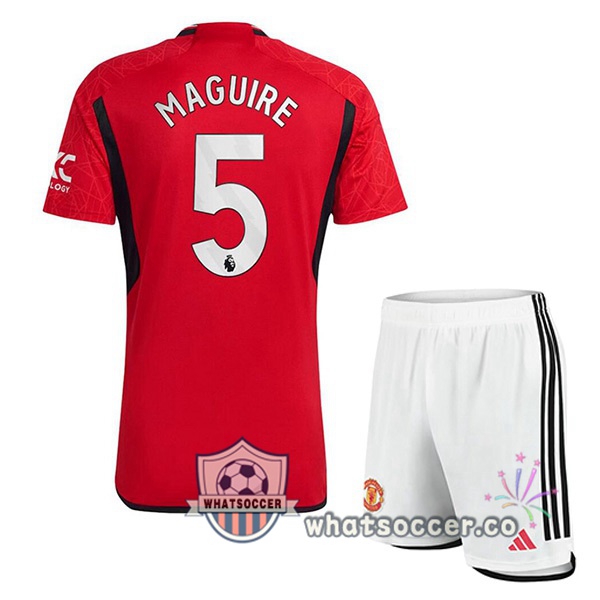 Manchester United (Maguire 5) Kids Home Soccer Jerseys Red 2023-2024