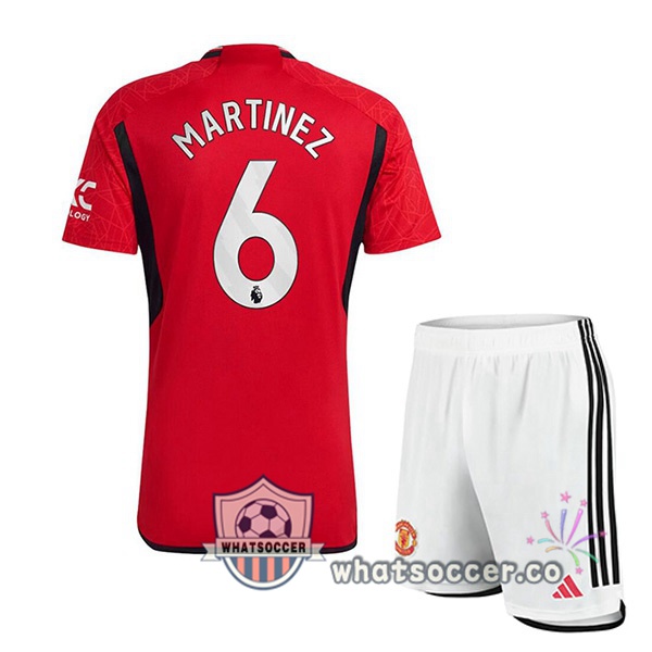 Manchester United (Martinez 6) Kids Home Soccer Jerseys Red 2023-2024