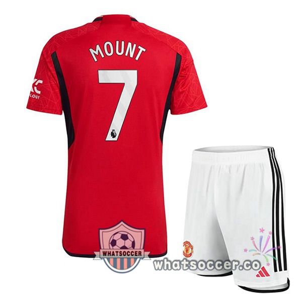 Manchester United (Mount 7) Kids Home Soccer Jerseys Red 2023-2024