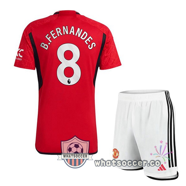 Manchester United (B.Fernandes 8) Kids Home Soccer Jerseys Red 2023-2024