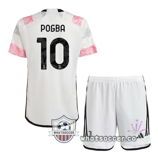 Juventus (POGBA 10) Kids Away Soccer Jerseys White 2023-2024