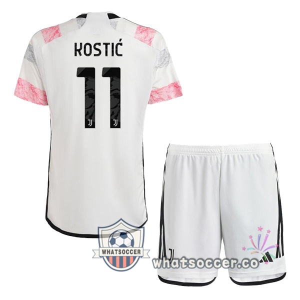 Juventus (KOSTIĆ 11) Kids Away Soccer Jerseys White 2023-2024