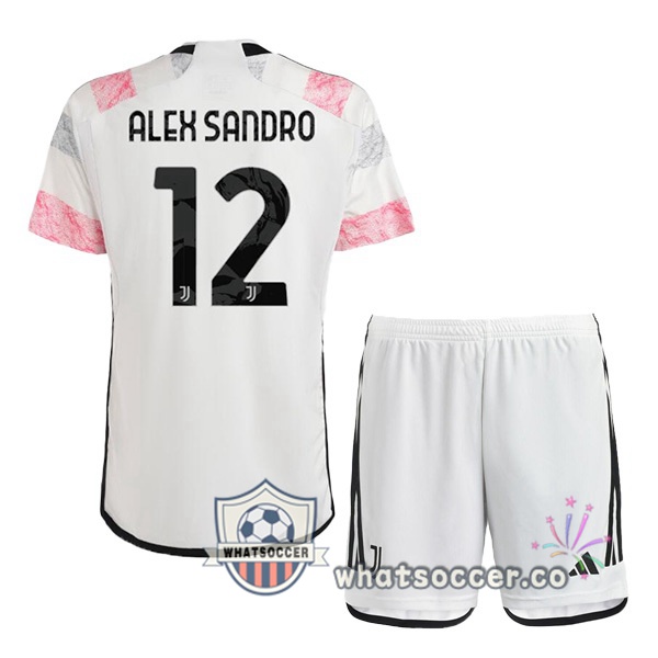 Juventus (ALEX SANDRO 12) Kids Away Soccer Jerseys White 2023-2024