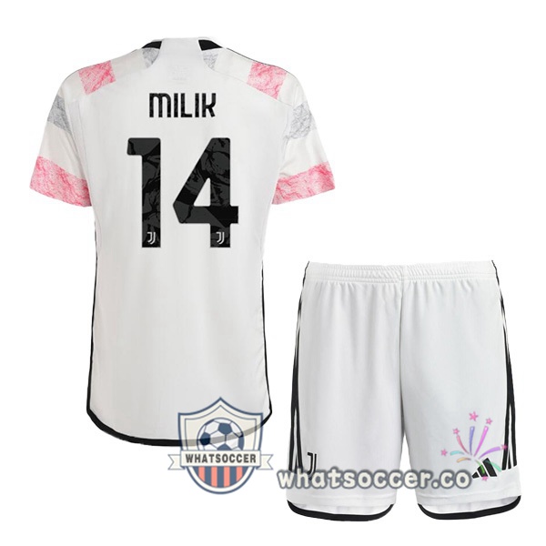 Juventus (MILIK 14) Kids Away Soccer Jerseys White 2023-2024
