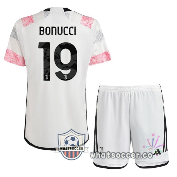 Juventus (BONUCCI 19) Kids Away Soccer Jerseys White 2023-2024