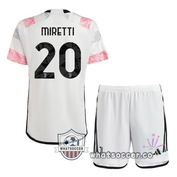 Juventus (MIRETTI 20) Kids Away Soccer Jerseys White 2023-2024