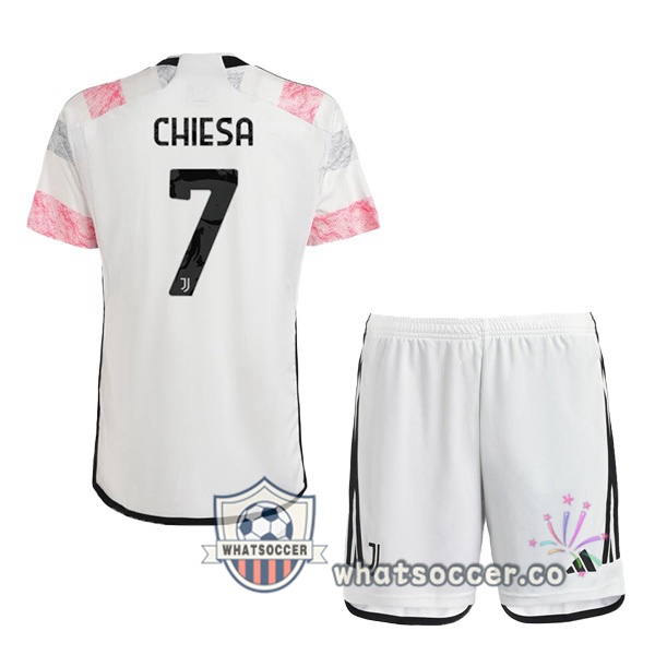 Juventus (CHIESA 7) Kids Away Soccer Jerseys White 2023-2024