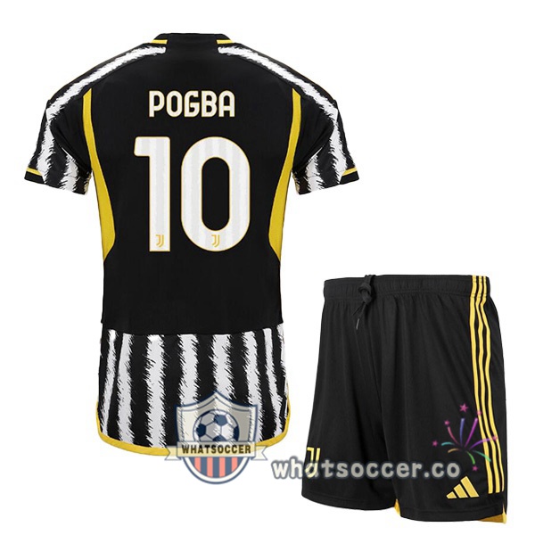 Juventus (POGBA 10) Kids Home Soccer Jerseys Black White 2023-2024