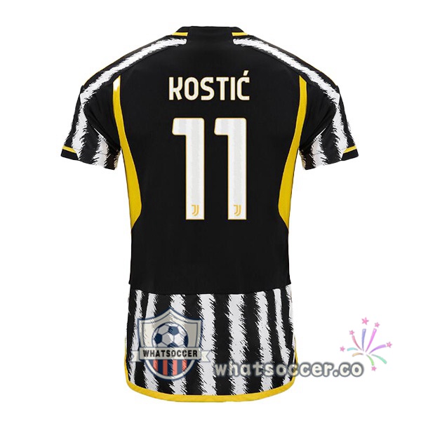 Juventus (KOSTIĆ 11) Home Soccer Jerseys Black White 2023-2024