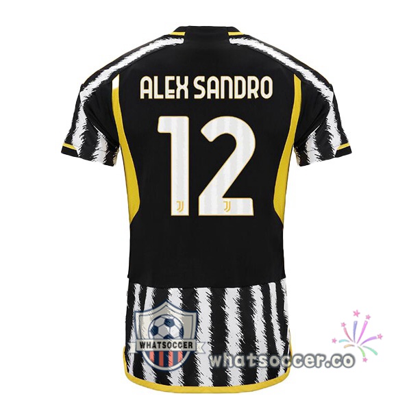 Juventus (ALEX SANDRO 12) Home Soccer Jerseys Black White 2023-2024